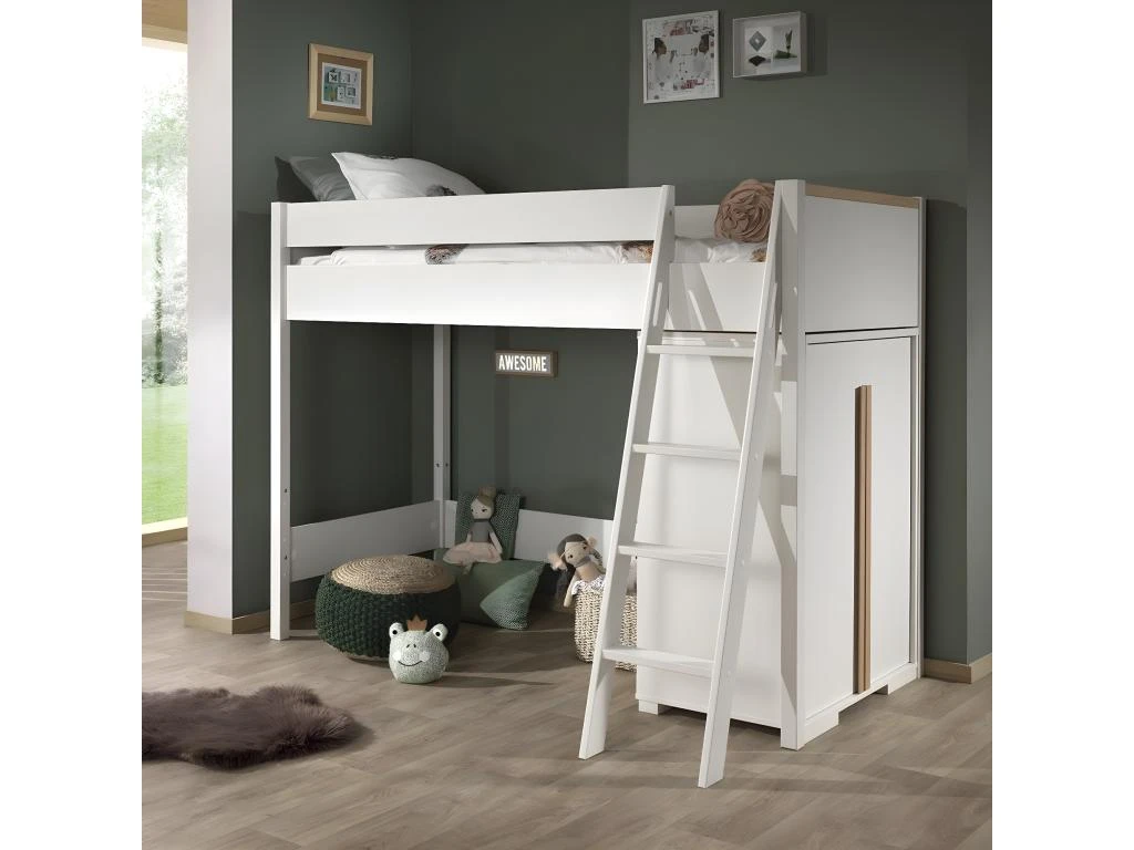 NASH WHITE - Armoire Basse 2 Portes Blanc Et Bois 6 NASH WHITE - Armoire Basse 2 Portes Blanc Et Bois – Image 4