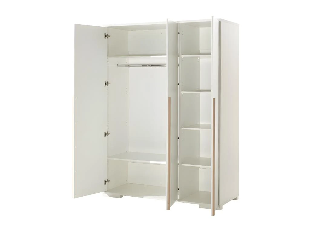 NASH WHITE - Armoire 3 Portes Blanche Et Bois 5 NASH WHITE - Armoire 3 Portes Blanche Et Bois – Image 3