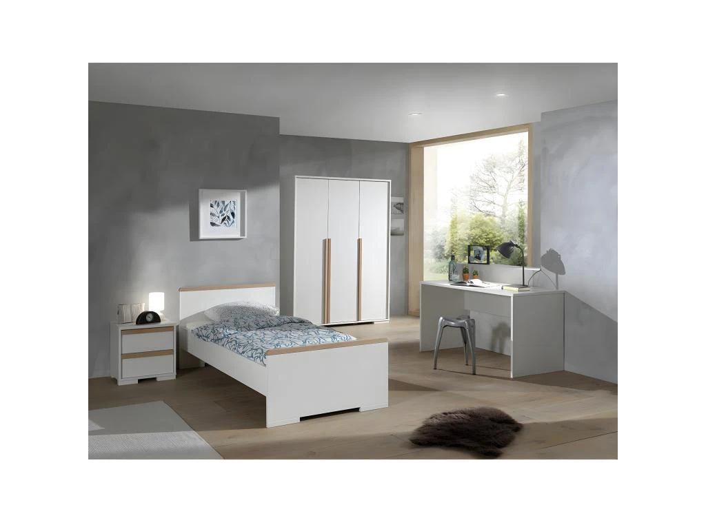 NASH WHITE - Armoire 3 Portes Blanche Et Bois 6 NASH WHITE - Armoire 3 Portes Blanche Et Bois – Image 4