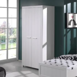 GASTON - Armoire 2 Portes Laqué Blanc -Sominova Soldes Boutique armoire et dressing 10481209