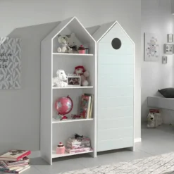 HAVRE - Pack Bibliothèque + Armoire 1 Porte Vert Menthe