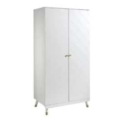 TINY WHITE - Armoire 2 Portes Blanche Motif Graphique