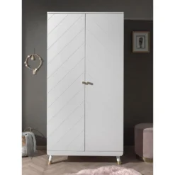 TINY WHITE - Armoire 2 Portes Blanche Motif Graphique 8 TINY WHITE - Armoire 2 Portes Blanche Motif Graphique -Sominova Soldes Boutique armoire et dressing 10550799