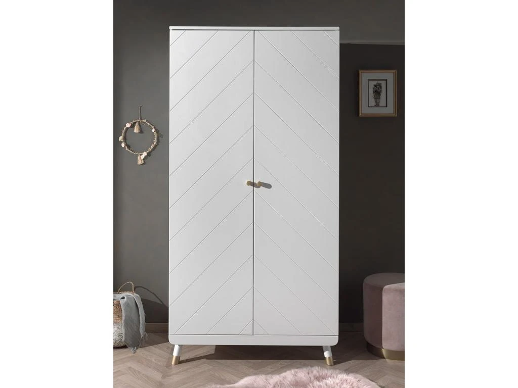 TINY WHITE - Armoire 2 Portes Blanche Motif Graphique 5 TINY WHITE - Armoire 2 Portes Blanche Motif Graphique – Image 3