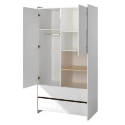 BODHI WHITE - Armoire 2 Portes 2 Tiroirs Blanche Et Bois -Sominova Soldes Boutique armoire et dressing 10550815