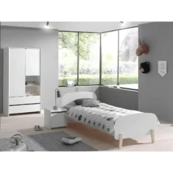 BODHI WHITE - Armoire 2 Portes 2 Tiroirs Blanche Et Bois -Sominova Soldes Boutique armoire et dressing 10550817