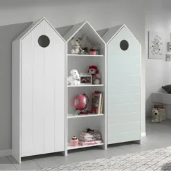 HAVRE - Pack Bibliothèque + 2 Armoires Blanche Et Verte