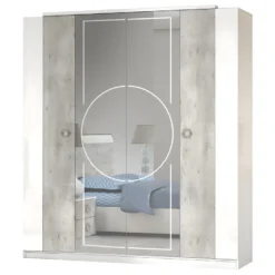 GOYA - Armoire 4 Portes Avec Miroir Central