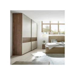 Armoire 2 Portes Coulissantes Noyer Foncé/Argile - ANIECE N°1 9 Armoire 2 Portes Coulissantes Noyer Foncé/Argile - ANIECE N°1 -Sominova Soldes Boutique armoire et dressing 11144199