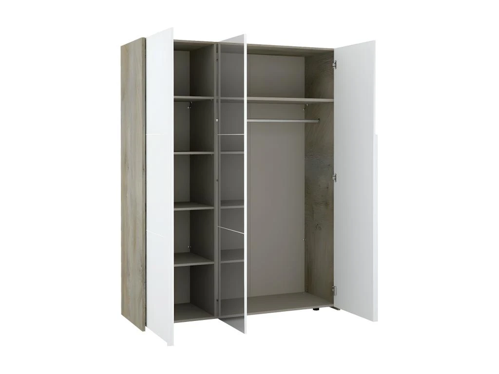 Armoire 3 Portes Battantes Chêne Délavé/Blanc Mat - FLORINE 4 Armoire 3 Portes Battantes Chêne Délavé/Blanc Mat - FLORINE – Image 2