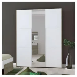 Armoire 3 Portes Battantes Chêne Délavé/Blanc Mat - FLORINE 9 Armoire 3 Portes Battantes Chêne Délavé/Blanc Mat - FLORINE -Sominova Soldes Boutique armoire et dressing 11144235