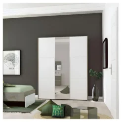 Armoire 3 Portes Battantes Chêne Délavé/Blanc Mat - FLORINE 11 Armoire 3 Portes Battantes Chêne Délavé/Blanc Mat - FLORINE -Sominova Soldes Boutique armoire et dressing 11144239