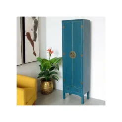 Armoire Lingère 2 Portes, 2 Tiroirs Bleue Meuble Chinois - PEKIN 8 Armoire Lingère 2 Portes, 2 Tiroirs Bleue Meuble Chinois - PEKIN -Sominova Soldes Boutique armoire et dressing 11144259