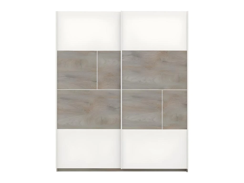 Armoire 2 Portes Coulissantes Chêne Délavé/Blanc Mat - FLORINE 3 Armoire 2 Portes Coulissantes Chêne Délavé/Blanc Mat - FLORINE