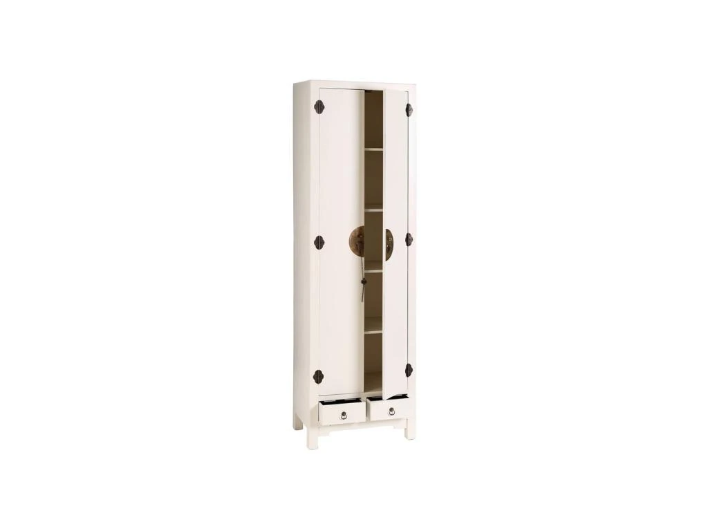 Armoire Lingère 2 Portes, 2 Tiroirs Blanc Meuble Chinois - PEKIN 4 Armoire Lingère 2 Portes, 2 Tiroirs Blanc Meuble Chinois - PEKIN – Image 2