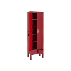 Armoire Lingère 2 Portes, 2 Tiroirs Rouge Meuble Chinois - PEKIN