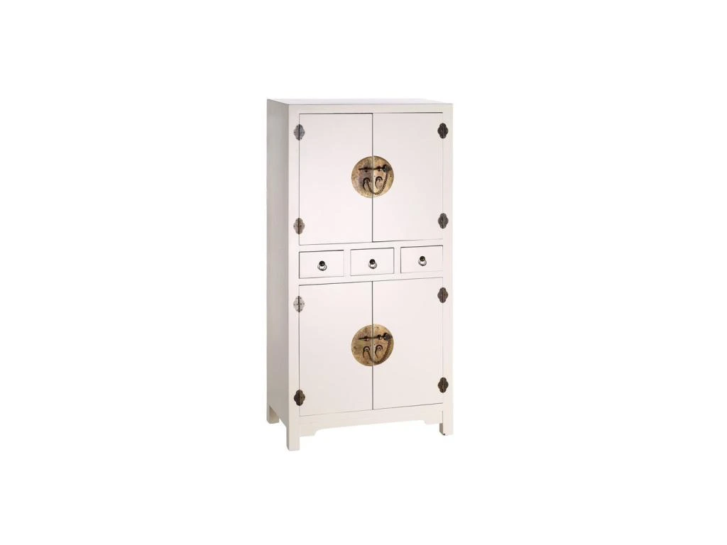Armoire 4 Portes, 3 Tiroirs Blanc Meuble Chinois - PEKIN 3 Armoire 4 Portes, 3 Tiroirs Blanc Meuble Chinois - PEKIN