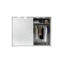 Armoire 2 Portes Coulissantes 275 Cm Blanc Mat à LEDs - TICATO -Sominova Soldes Boutique armoire et dressing 11144587