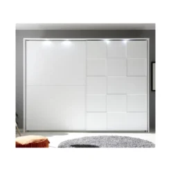 Armoire 2 Portes Coulissantes 275 Cm Blanc Mat à LEDs - TICATO -Sominova Soldes Boutique armoire et dressing 11144589