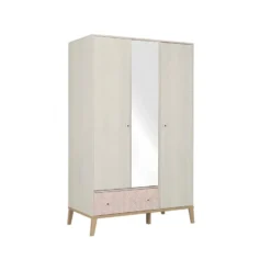 Armoire 3 Portes 1 Tiroir Bois Blanchi - SOLVEIG
