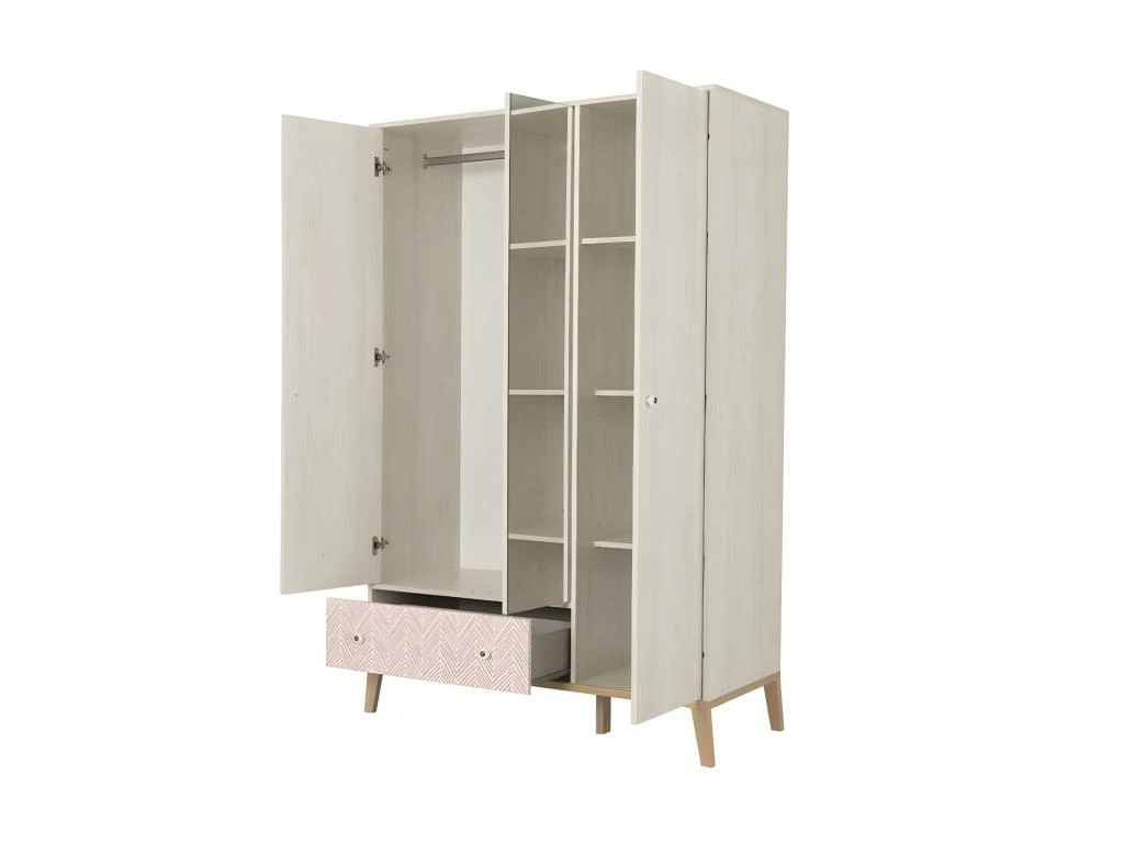 Armoire 3 Portes 1 Tiroir Bois Blanchi - SOLVEIG 5 Armoire 3 Portes 1 Tiroir Bois Blanchi - SOLVEIG – Image 3