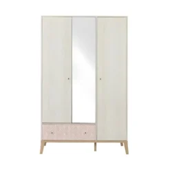 Armoire 3 Portes 1 Tiroir Bois Blanchi - SOLVEIG 10 Armoire 3 Portes 1 Tiroir Bois Blanchi - SOLVEIG -Sominova Soldes Boutique armoire et dressing 11144613