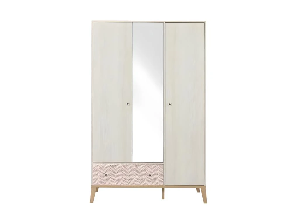 Armoire 3 Portes 1 Tiroir Bois Blanchi - SOLVEIG 6 Armoire 3 Portes 1 Tiroir Bois Blanchi - SOLVEIG – Image 4