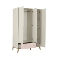 Armoire 3 Portes 1 Tiroir Bois Blanchi - SOLVEIG 11 Armoire 3 Portes 1 Tiroir Bois Blanchi - SOLVEIG -Sominova Soldes Boutique armoire et dressing 11144615