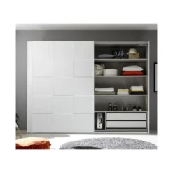 Armoire 2 Portes Coulissantes 275 Cm Blanc Mat - TICATO -Sominova Soldes Boutique armoire et dressing 11144679