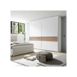 Armoire 2 Portes Coulissantes Blanc/Noyer Clair - ANIECE N°3 9 Armoire 2 Portes Coulissantes Blanc/Noyer Clair - ANIECE N°3 -Sominova Soldes Boutique armoire et dressing 11144751