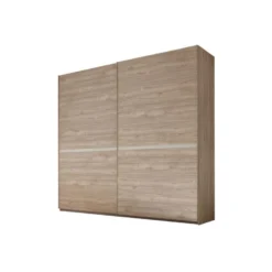 Armoire 2 Portes Coulissantes Noyer Clair/Argile - ANIECE