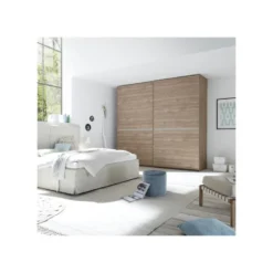 Armoire 2 Portes Coulissantes Noyer Clair/Argile - ANIECE 11 Armoire 2 Portes Coulissantes Noyer Clair/Argile - ANIECE -Sominova Soldes Boutique armoire et dressing 11144781