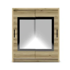 Armoire 2 Portes Coulissantes - Avec Miroir - L203 Cm - Coloris : Naturel - AUTLAN -Sominova Soldes Boutique armoire et dressing 11510157