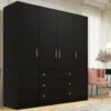 Armoire 4 Portes Et 3 Tiroirs - L196 Cm - Noir - LIZANDRO 1 Armoire 4 Portes Et 3 Tiroirs - L196 Cm - Noir - LIZANDRO -Sominova Soldes Boutique armoire et dressing 11731923
