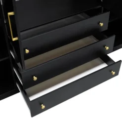 Armoire 4 Portes Et 3 Tiroirs - L196 Cm - Noir - LIZANDRO -Sominova Soldes Boutique armoire et dressing 11731939