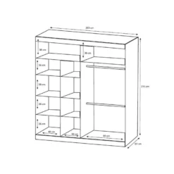 Armoire 2 Portes Coulissantes - Avec Miroir - L203 Cm - Coloris : Naturel - AUTLAN -Sominova Soldes Boutique armoire et dressing 11736103