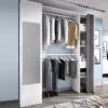 Dressing Avec Rideau Et 1 Porte - Avec Miroir - L177 Cm - Blanc Et Gris - BERTRAND -Sominova Soldes Boutique armoire et dressing 11926625