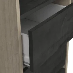 Dressing Modulable Angle Ou Droit - L200 Cm - Coloris : Naturel Et Noir - EMILYO -Sominova Soldes Boutique armoire et dressing 12306281