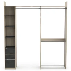 Dressing Modulable Angle Ou Droit - L200 Cm - Coloris : Naturel Et Noir - EMILYO -Sominova Soldes Boutique armoire et dressing 12306289