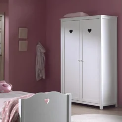 MILADY - Armoire 2 Portes Blanche Motifs Coeurs Ajourés -Sominova Soldes Boutique armoire et dressing 12350565
