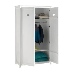 MILADY - Armoire 2 Portes Blanche Motifs Coeurs Ajourés -Sominova Soldes Boutique armoire et dressing 12350567