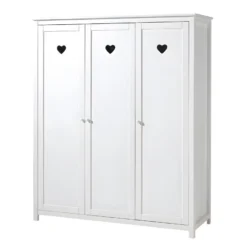 MILADY - Armoire 3 Portes Blanche Motifs Coeurs Ajourés -Sominova Soldes Boutique armoire et dressing 12350569