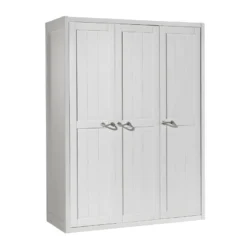 LAZIO - Armoire 3 Portes Effet Lambris Poignées Corde