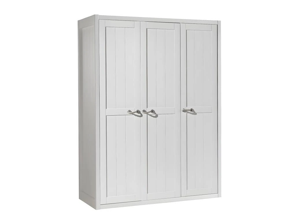 LAZIO - Armoire 3 Portes Effet Lambris Poignées Corde 3 LAZIO - Armoire 3 Portes Effet Lambris Poignées Corde