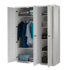 LAZIO - Armoire 3 Portes Effet Lambris Poignées Corde 8 LAZIO - Armoire 3 Portes Effet Lambris Poignées Corde -Sominova Soldes Boutique armoire et dressing 12350579