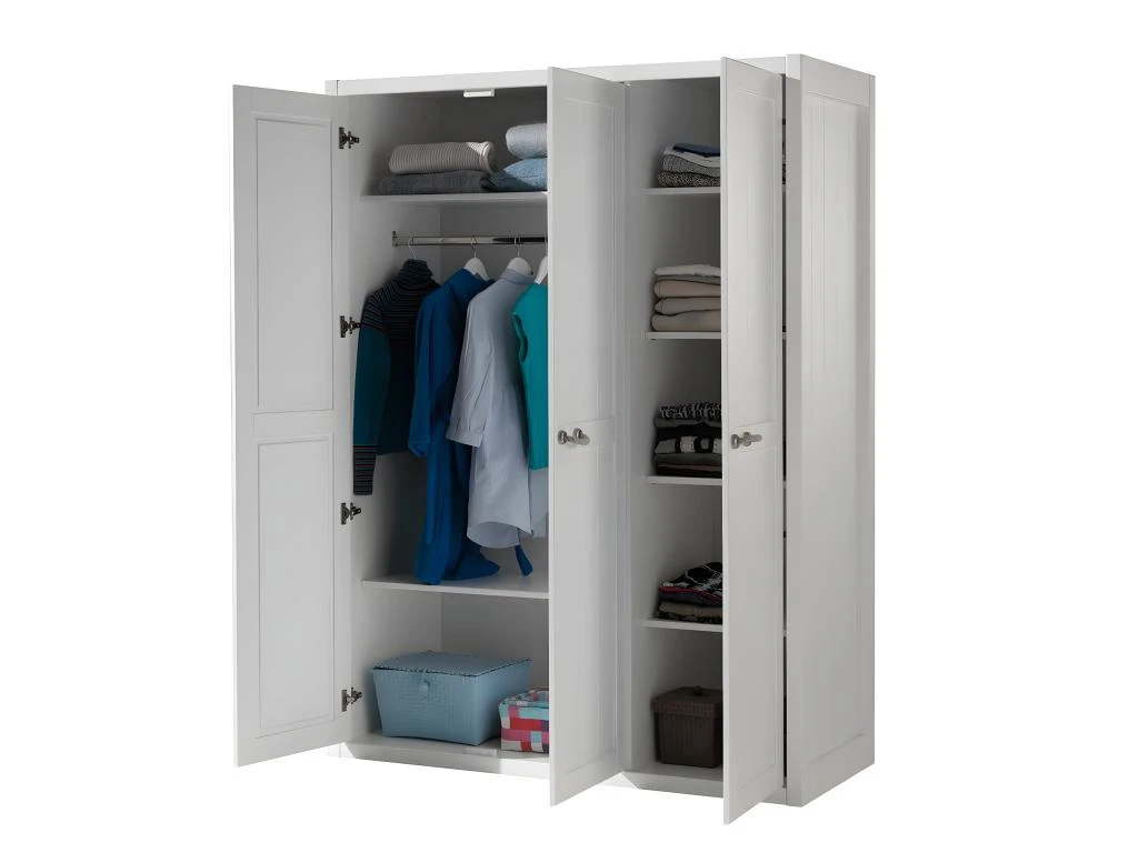 LAZIO - Armoire 3 Portes Effet Lambris Poignées Corde 5 LAZIO - Armoire 3 Portes Effet Lambris Poignées Corde – Image 3