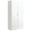 Armoire 2 Portes 1 Tiroir 200X102X51Cm Blanc - Venprodin -Sominova Soldes Boutique armoire et dressing 12356871
