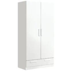 Armoire 2 Portes 1 Tiroir 200X102X51Cm Blanc - Venprodin