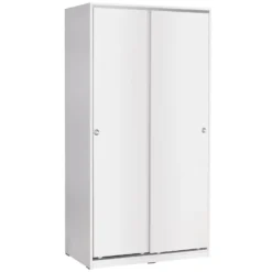 Armoire 2 Portes Coulissantes 182X94X52Cm Blanc - Venprodin