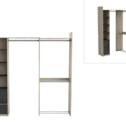 Dressing Modulable Angle Ou Droit - L200 Cm - Coloris : Naturel Et Noir - EMILYO